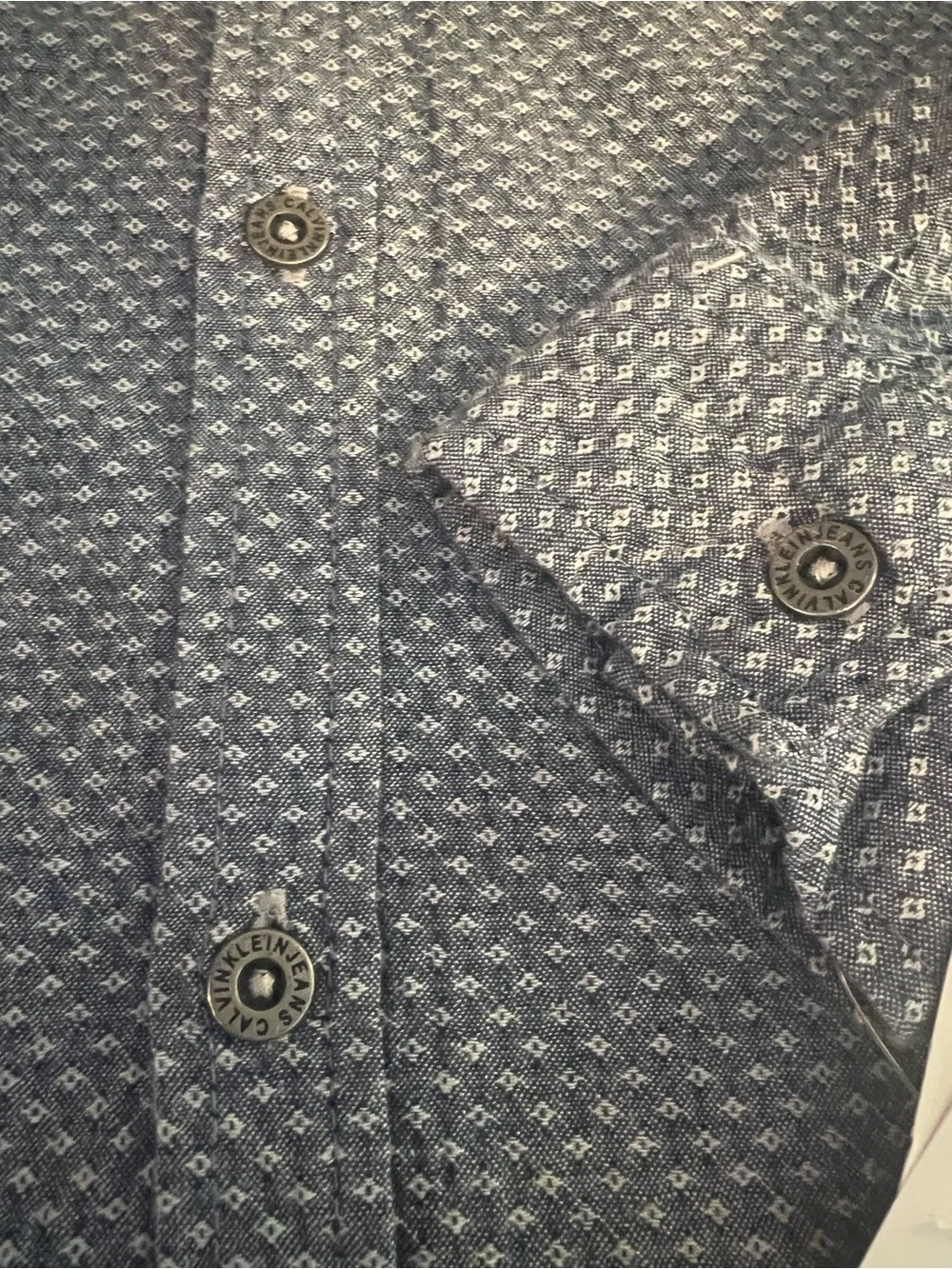 Calvin Klein Boys' Gray Micro-Print Button-Down Shirt Sz 7 NWT